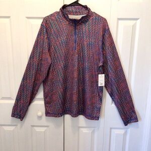 Tek Gear Men’s Abstract Print Soft Tek Quarter-Zip Activewear Pullover Size Lg